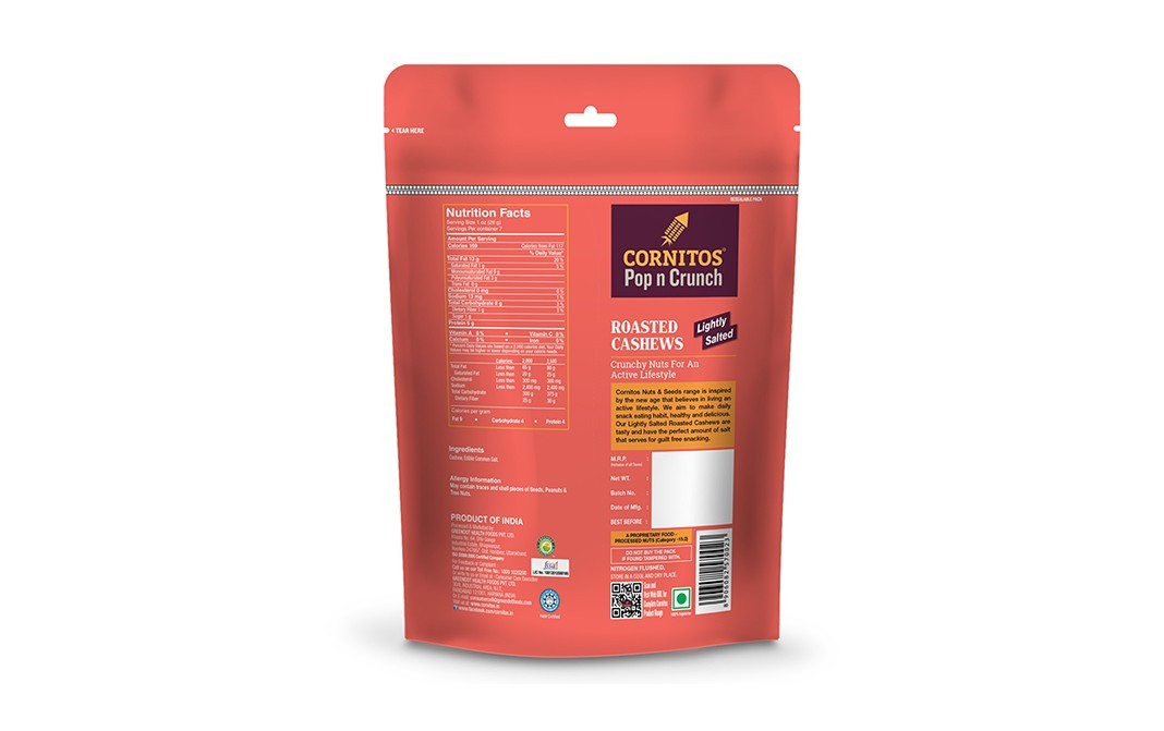 Cornitos Pop n Crunch Roasted Roasted Cashews Lightly Salted   Pack  200 grams